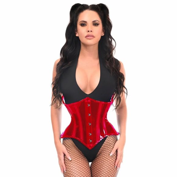 Lavish Red Clear Curvy Underbust Waist Cincher Corset